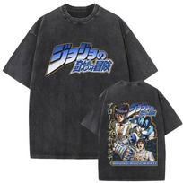 Washed Vintage Anime Jojo Bizarre Adventure Tshirt Cartoon Diego Brando Graphic T Shirt Men Women Manga Fashion Trend Tshirts S