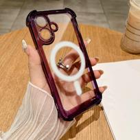 iPhone 13-17 Pro Max Airbag Transparent Magnetic Drop-Proof Case 11 skaidri violetinė spalva