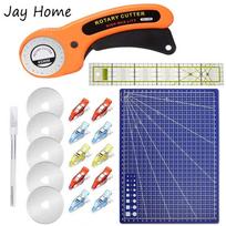15Pcs 45mm Rotary Cutter Kit & Cutting Mat & Patchwork Ruler & Sewing Clips for Cloths Fabric Leather DIY Sewing Craft