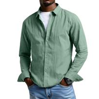 Mens Casual Shirts Long Sleeve Button Down Shirt Mens Summer Shirts Lightweight Shirt Mens Casual for Daily Wear XXXL žalia