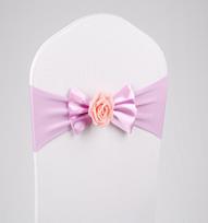 Spandex Chair Sashes Wedding Chair Decorations Chair Bow Knot With Flower Tie Band For Party Event Hotel Banquet 10/50 Pieces 10 pcs šviesiai violetinė spalva