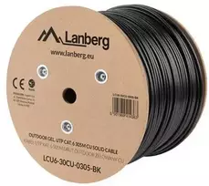 Lanberg Kabelis lan utp kat-6 305m drut outdoor żelowany cu fluke passed, juoda