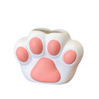 Creative Cat Paw Shaped Vase Decorative Sculpture Home Ornament Modern Artistic Design for Living Room Office Desk and Shelf Display one size rožinė