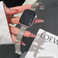 Elegant Glossy Strap For Apple Watch Ultra Strap 49mm S11 46mm 42mm 45mm 41mm 40mm 38mm Luxury Metal Strap for iWatch Series11/10/9/8/7/SE/6 wristband 38mm 40mm 41mm THIN sidabras