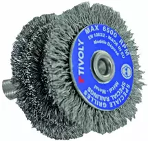 Tivoly Stepped circular brush for drill, Ø60mm, crimped wire 0.35mm, round shank