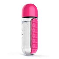 Daily Pill Boxes Organizer Medicine Box Water Bottle Pill Boxes Sports Water Bottle  Hiking rožinės rožinės spalvos