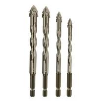 Four-Edged Eccentric Drill Bit Skewed Head High Hardness Concrete Drill Bit Set Serrated Tile Drill Bit for 4/6Pcs Drilling Tool