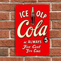1PC 2D flat vintage Coca Cola tin painting plaque classic red advertising poster decoration painting home bar wall pendant Ameri (as the picture,20x30cm)