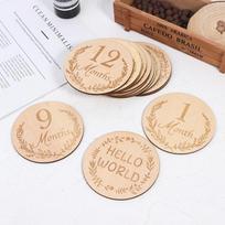 Rankų darbo medinės kūdikio etapų kortelės Naujagimio gimimo mėnesinio augimo įrašymo kortelė Onesize