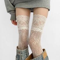 Black White Stockings Women Girls Thigh High Long Socks JK Japanese Leggings Summer Thin Loose Costumes Sweet Ballet Hosiery One Size