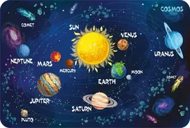 Marko Itin minkštas vaikiškas kilimas 100x150 - Kosmos - angliška versija | space collection