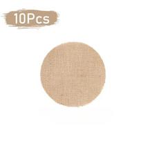 10pcs Round Linen Jute Burlap Table Placemat Table Mat for Dinner Table Tea Cup Plates Mat for Home Wedding Birthday Party Decor (as the picture,10pcs)