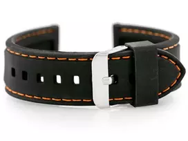 Pacific U20 rubber watch strap - juodas/oranžinis 28mm