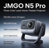 JMGO N5 Pro 4K Three-Color Laser Projector - Zoom & Tilt, Ultra Bright, WiFi Casting, Android Smart for Home Theater Proyector