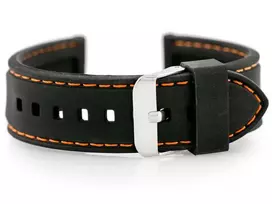Pacific U20 rubber watch strap - juodas/oranžinis 22mm