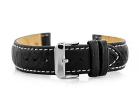 Pacific W05XL juodas/baltas leather watch strap - 20mm