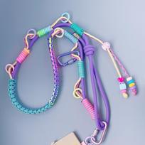 Handmade Paracord Woven Anti-lost Mobile Phone Small Bag Shoulder Strap Outdoor Multifunction Adjustable Bag Strap Lanyard rožinio aukso spalvos