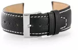 Pacific W26 leather watch strap - PREMIUM - juodas/baltas - 22mm