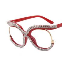 Ins Rainbow Crystal Frame Stylish Vintage Round Anti-Blu-Ray Female Glasses Vintage Oversized Frame Eye Glasses Accessories only 1pcs sunglasses