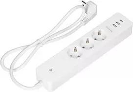 Orno Przedłużacz „Tuya“ išmanusis „Wi-Fi“ prailgintuvas su 3 įžemintais „Schuko“ lizdais ir 3 USB jungikliu, baltas