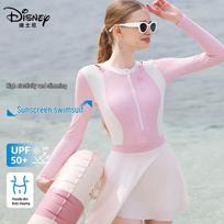 Disney Girls' Long Sleeve Sun Protection One-Piece Swim Dress D15304S2F XL rožinė