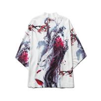 Japanese Kimono Retro Crane Print Thin Jacket Haori Hanfu Suit Cloak Man's Summer Chinese Style New Tang Suit Taoist Robe XXXL
