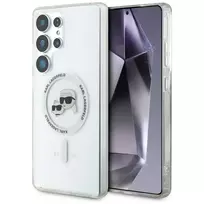Karl Lagerfeld Karl  AND  Choupette Button Case with Printed Logo, MagSafe Compatible, for Samsung Galaxy S25 Ultra, White