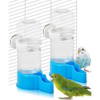 2 Pack Automatic Bird Water Dispenser Splash Proof Gravity Feeder for Cages with Suction Cups, Blue and White 2pcs mėlyna