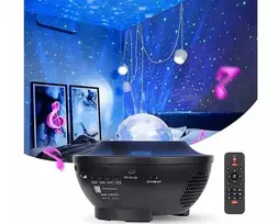 Žvaigždžiu projektorius - naktinė LED RGB lempa su valdymo pulteliu