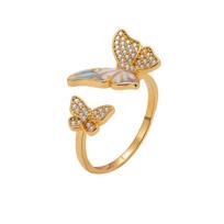 Elegant Butterfly Zircon Ring Enamel Finger Jewelry Fashion Butterfly Open Ring  Ladies Jewelry auksas