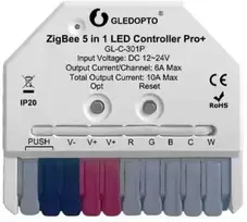Gledopto GL-C-301P Zigbee Pro+ mini RGBCCT LED valdiklis
