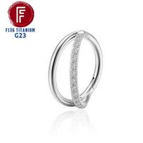G23 Titanium Daith Cartilage Earrings 16G Helix Nose Septum Piercing Conch Hinged Clicker Body Jewelry Ear Ring Zircon 16G 1.2x8mm