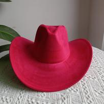 Suede Pink Cowhead Cowboy Hat New Large Size Cowboy Hat Suede Material Water Drop Top Men's and Women's Knight Hat 2025 58-60cm