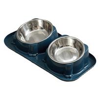 Anti-Overturning Separable Feeding Basin Detachable Pet Water Dispenser Pet Food Container  Travel tamsiai mėlyna spalva