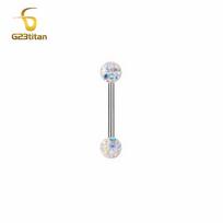Waterproof Crystal Resin Ball Tongue Rings Nipple Barbell Ear Cartilage Earring 14G 1.6mm 12-22mm Titanium Piercing Body Jewelry 1.6X22mm&Plug & Tunnel Jewelry
