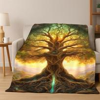 Tree of Life Nordic Mythology Yggdrasil Nature cartoon Flannel Blanket Soft Throw Blanket for Bedroom Living Room Bed Travel kid 75x90cm