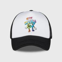 Six Seven Cartoon Number Print Sponge Mesh Cap – Unisex Colorful Building Block Mesh Baseball Cap – Adjustable, Breathable Sun H juoda balta spalva