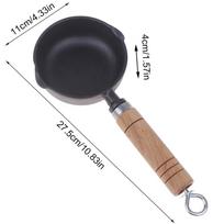 Thickened Cast Iron Mini Egg Frying Pan Double Drip-Spouts Uncoated Mini Cooking Pot 11/13cm Wooden Handle Non Stick Frying Pan