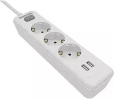 „Philips“ viršįtampių apsaugos įrenginys Balta, 3 lizdai, 2 x USB, 2 m, SPN3032WA/60