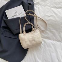 Summer Vacation Style Woven Rope Handled Beach Tote Bag Trendy Rattan Basket Shoulder Crossbody Bag