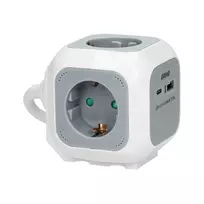 Orno Przedłużacz Prailgintuvas 4x2P+Z (Schuko), USB įkroviklis A+C, greitas įkrovimas, 1.4m H05VV-F 3x1.5mm?, pilkas