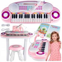 Pianino Organy Keyboard Duże Dzieci Taboret Z Mikrofonem Nagrywanie 37 Klaw