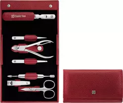 ZWILLING CLASSIC INOX Manikiūro rinkinys - raudonas odinis dėklas, 7 elementai