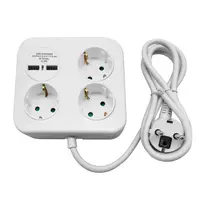 Orno Kwadratowa Kvadratinis maitinimo lizdas su USB įkrovikliu 3x2P+Z (Schuko), 2xUSB-A, laidas 3x1.5mm2, 1.4m