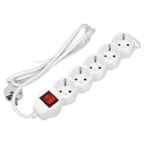 Orno Przedłużacz 5 kontaktų prailgintuvas 2P+Z (Schuko), su jungikliu, 3m H05VV-F 3x1.5mm2, Imax=16A, plokščias kištukas, baltas