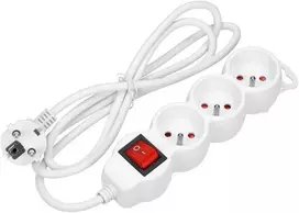 Orno Przedłużacz 3 krypčių prailgintuvas 2P+Z, su jungikliu, 5m H05VV-F 3x1.5mm2, Imax=16A, plokščias kištukas, baltas