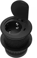 Orno Lizdas Baldinis lizdas Ø6cm, įleidžiamas į stalviršį, su dangteliu, USB įkrovikliu ir 1,9m laidu, 1x2P+Z (Schuko), 1xUSB (C tipo; 20W), juodas