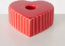 Boltze keraminis žvakių laikiklis ilgai širdies formos žvakei ANIMA, 4 x 9 cm