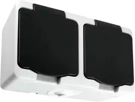 Orno Lizdas Dvigubas kištukinis lizdas 2X2P+Z AQUATIC MINI IP 54 balta-juoda, 5 vnt.