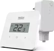 Tech Tech T-2.2 belaidis kambario valdiklis, dviejų būsenų su drėgmės matavimu, montuojamas ant paviršiaus, baltas STT-2.2WH